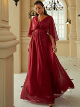 Cloak Sleeve V-Neck Formal Dress - Shah S. Sahota